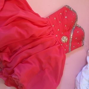 Coral pink homecoming or prom dress